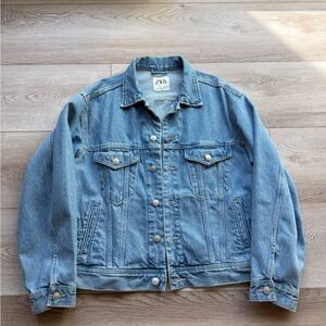 Men’s Small Oversized Cropped Drop-Shoulder Denim Jacket